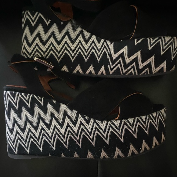 Castaner X Missoni Leather Jute Chevron Designer Platform Ankle Strap Sandals 39 - Picture 7 of 10